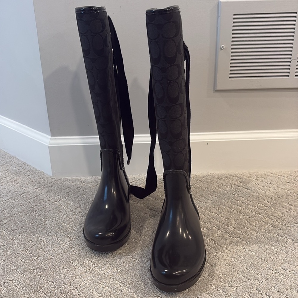 Black Coach Rain Boots - Picture 2 of 4
